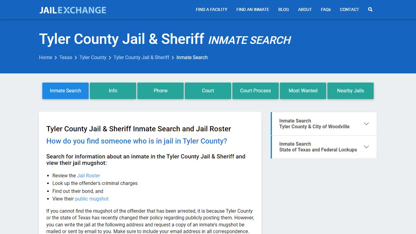 Tyler County Jail & Sheriff Inmate Search - Jail Exchange